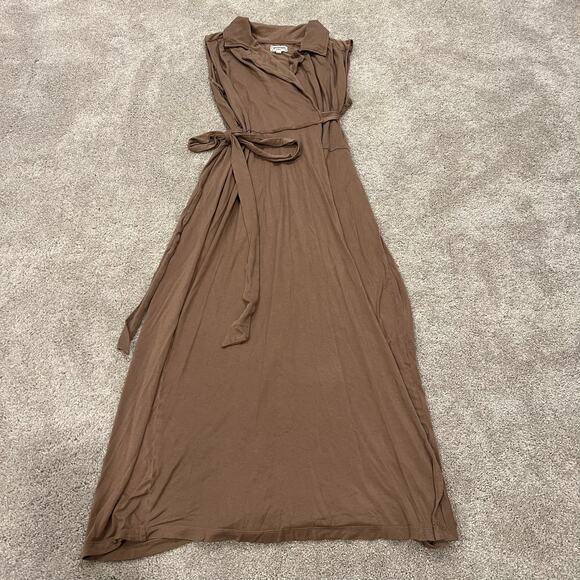 Anthropologie Porridge Women's Soft Casual‎ Wrap Dress Brown Sleeveless Size M - Picture 9 of 11